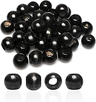 Vista 20 de 50 Piezas Cuentas de Madera Agujero Grande Cuentas de Madera para Manualidades de Macramé, Cuentas de Madera Sueltas Espaciadoras Redondas