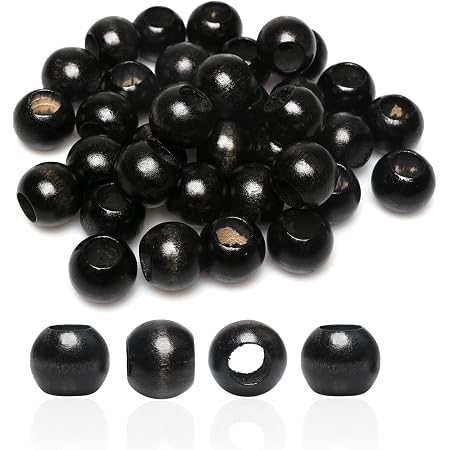 Amazon.com: Cuentas de madera negra de 0.709 in con agujero grande redondo  y espaciador de cuentas de macramé de madera con agujero de 0.394 in para  hacer joyas, guirnaldas, decoración del hogar,