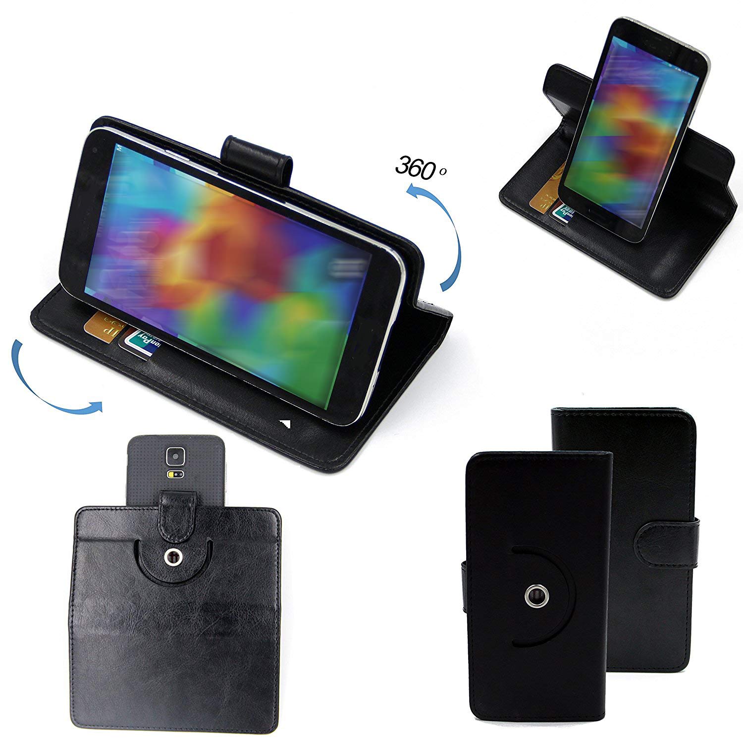 Housse étui Portefeuille Pour Fairphone 3 – Similicuir Noir, Protection 360° Avec Cartes – Neuf