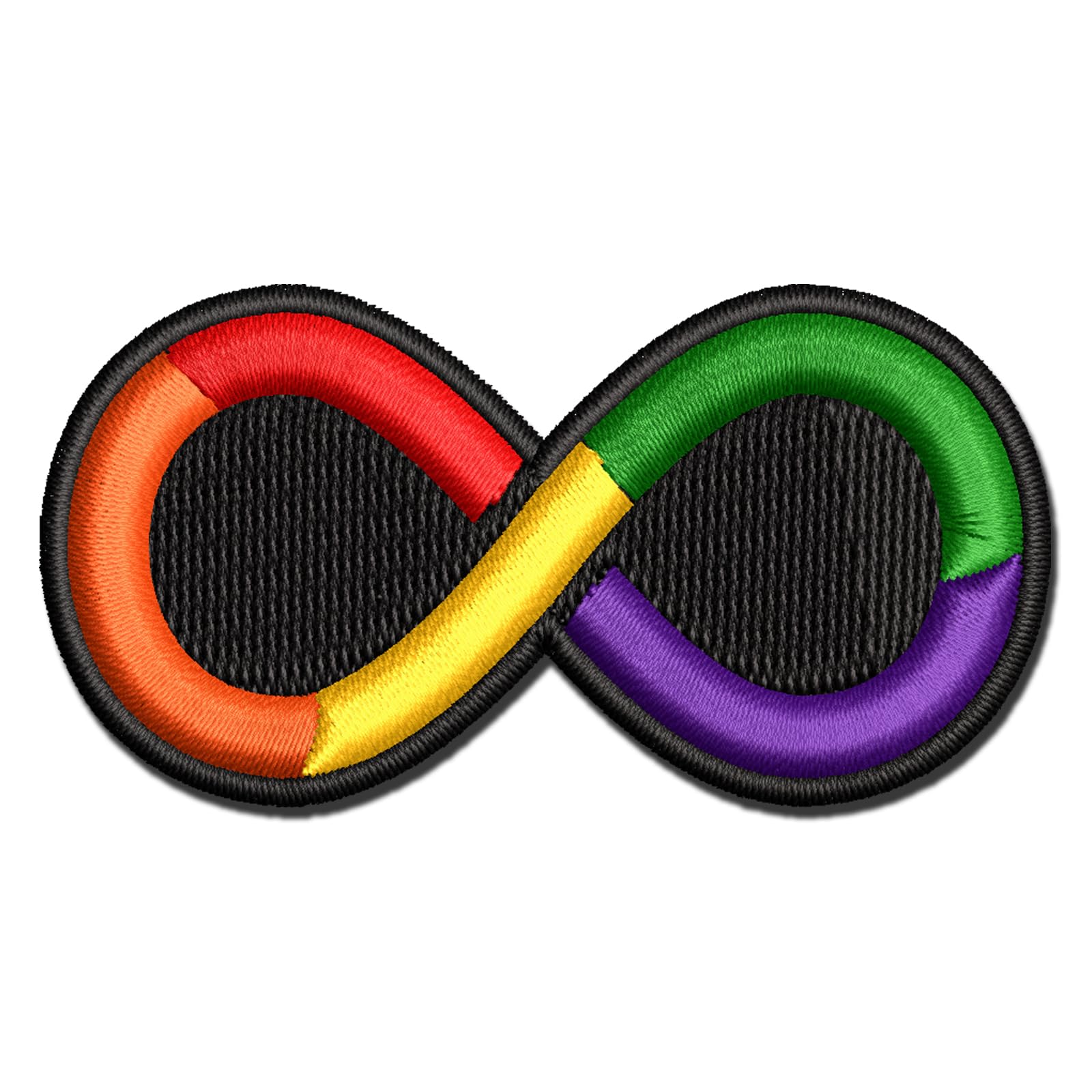 Infinity Symbol Solid Multi-Color Embroidered Hook & Loop Patch Applique - Medium 3.0 Inch