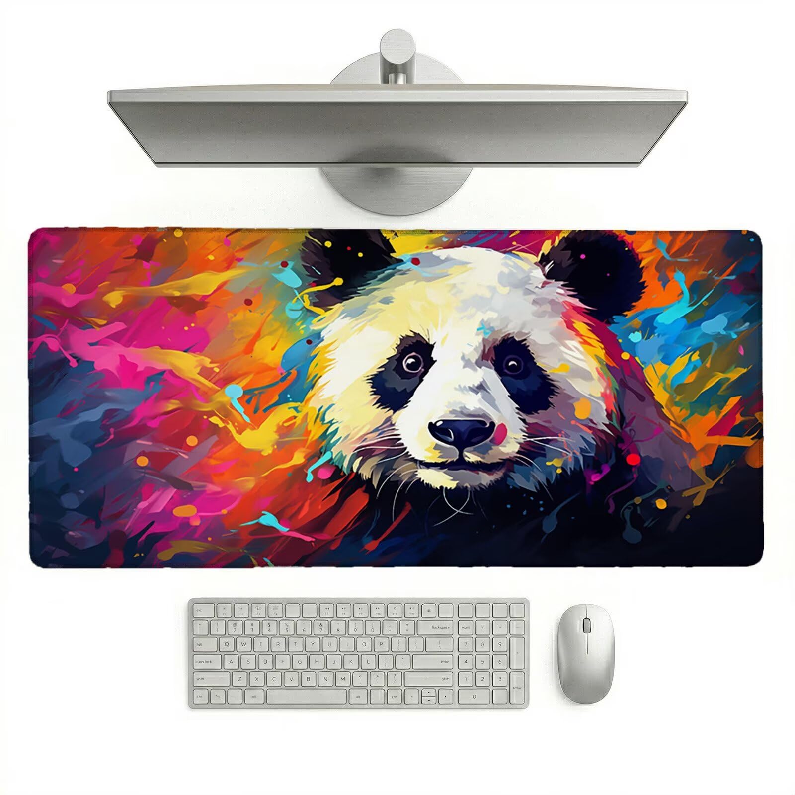 Tappetino Mouse XXL 1200 x 600 x 3 mm, Sottomano Scrivania, Colore Grande Tappeto da Tavolo con Base in Gomma Antiscivolo e Bordi Cuciti, per Ufficio/Computer/Gaming, Regalo (Panda Gigante) L-x649