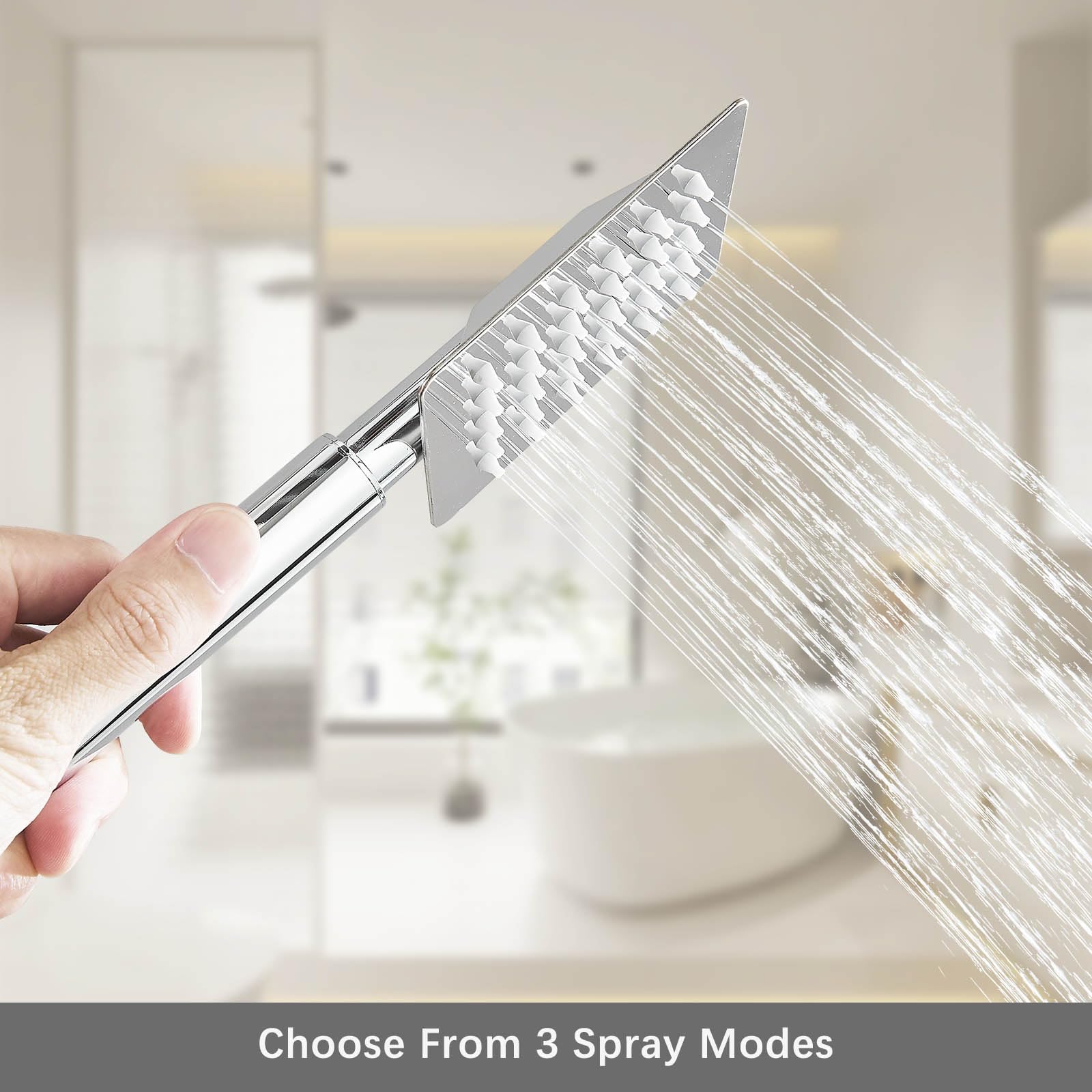 Juego de mezclador termostático de ducha de acero inoxidable y con cabezal de ducha ajustable de 8 pulgadas, doble cabezal, grifo mezclador de baño con ducha, cromado