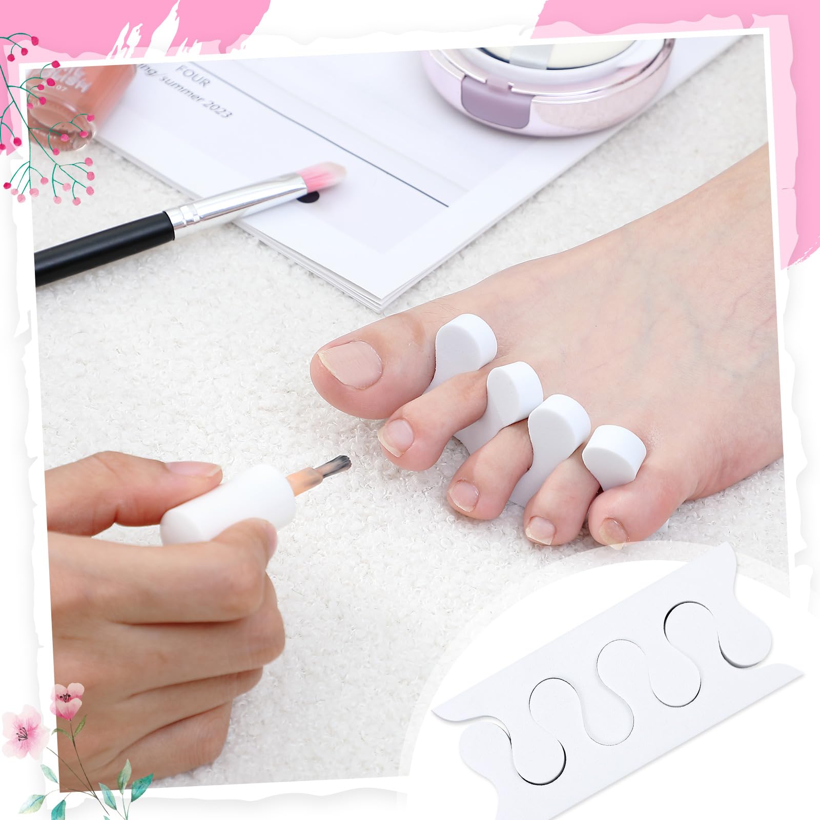 Mumufy 500 piezas (250 pares) separadores de dedos de los pies, kit de herramientas de pedicura, pintura artística de dedos suaves para spa (blanco)