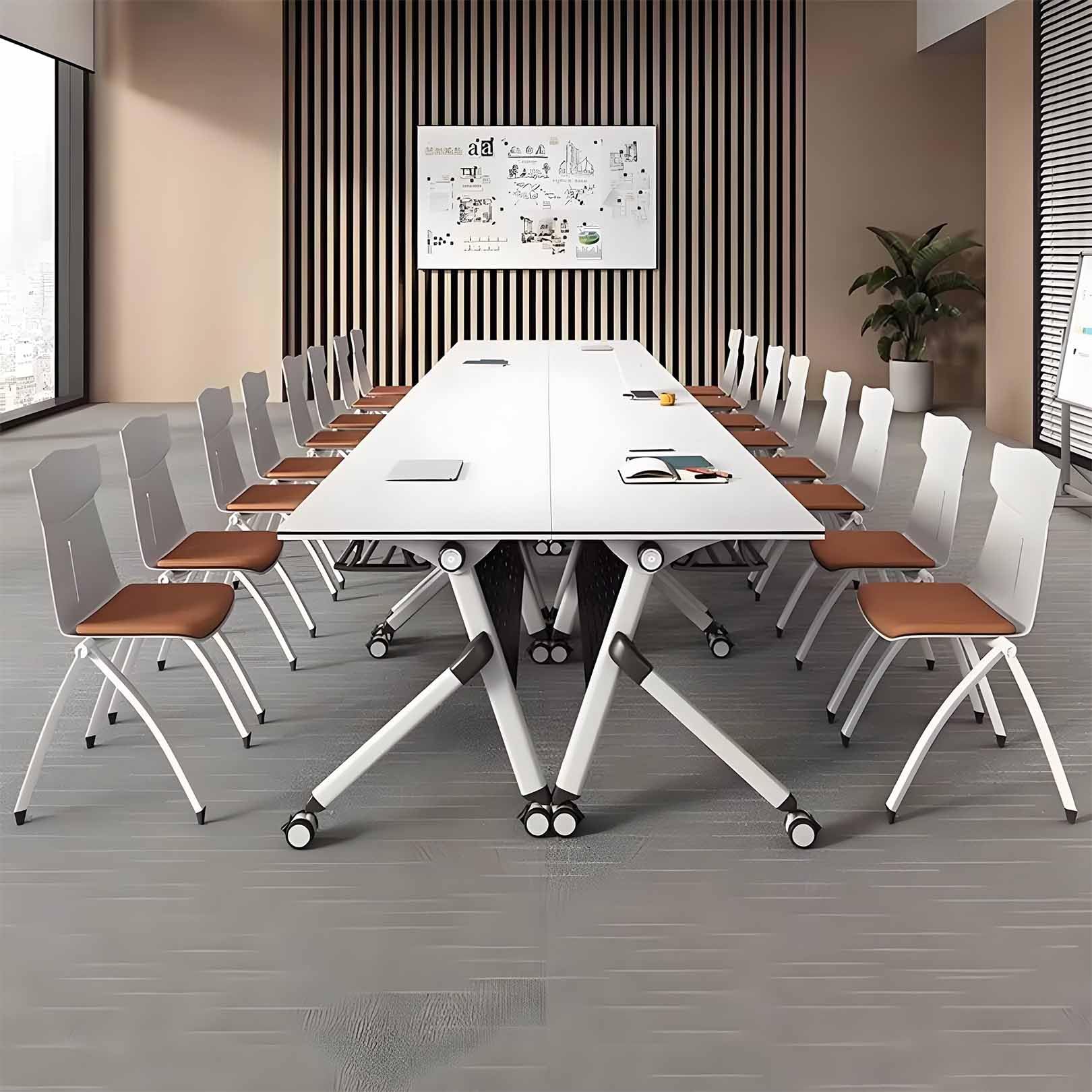 Tavolo da conferenza pieghevole con ruote bloccabili, postazione di lavoro modulare per riunioni e collaborazione, ideale per casa, ufficio, studio e spazi flessibili