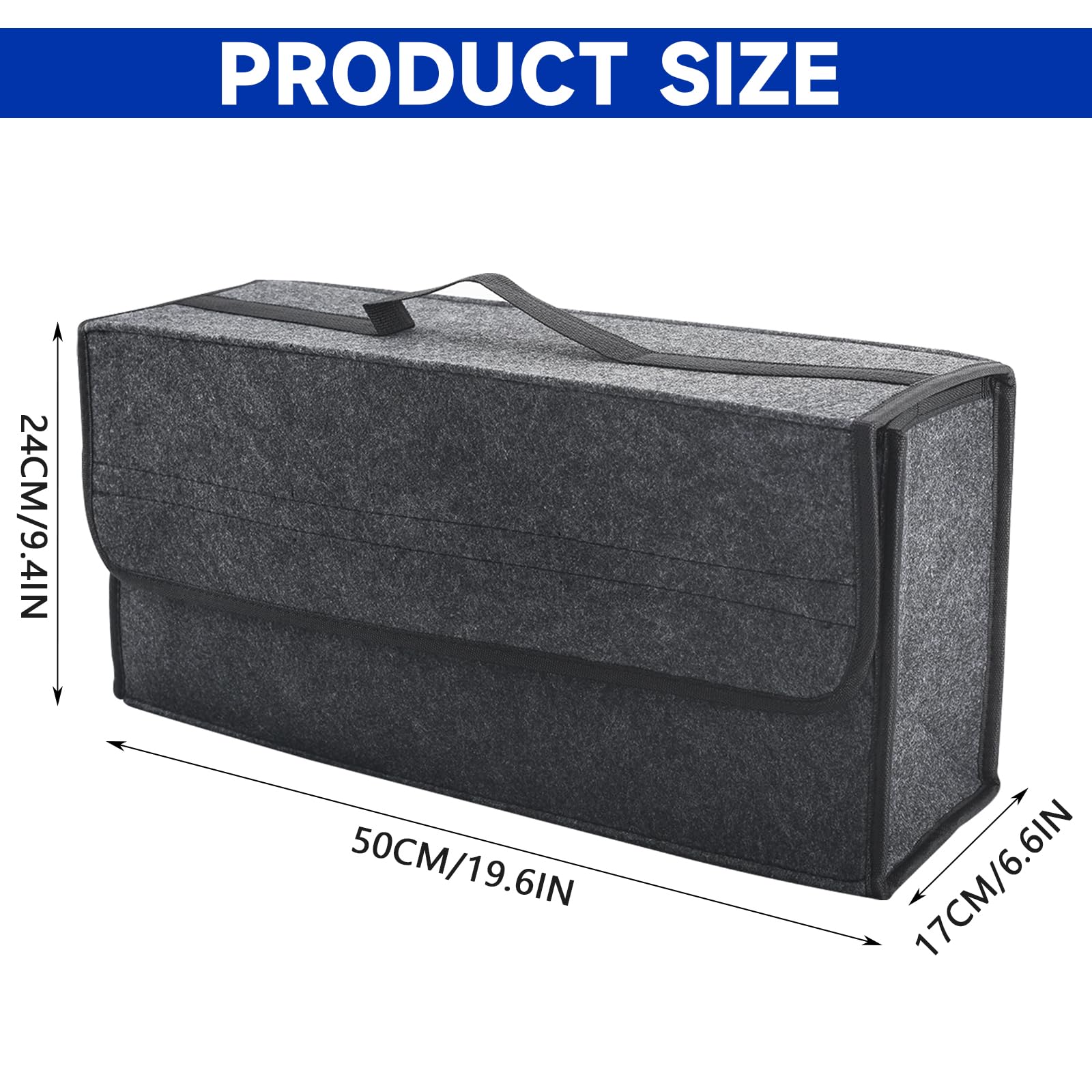 Auto Kofferraum Organizer, Faltbar Kofferraumtasche, Rutschfest Filz Auto Organizer Toolbag mit Klettbändern, Universell Autotasche, Kfz Zubehör Geeignet für alle Fahrzeuge (1 Stück)
