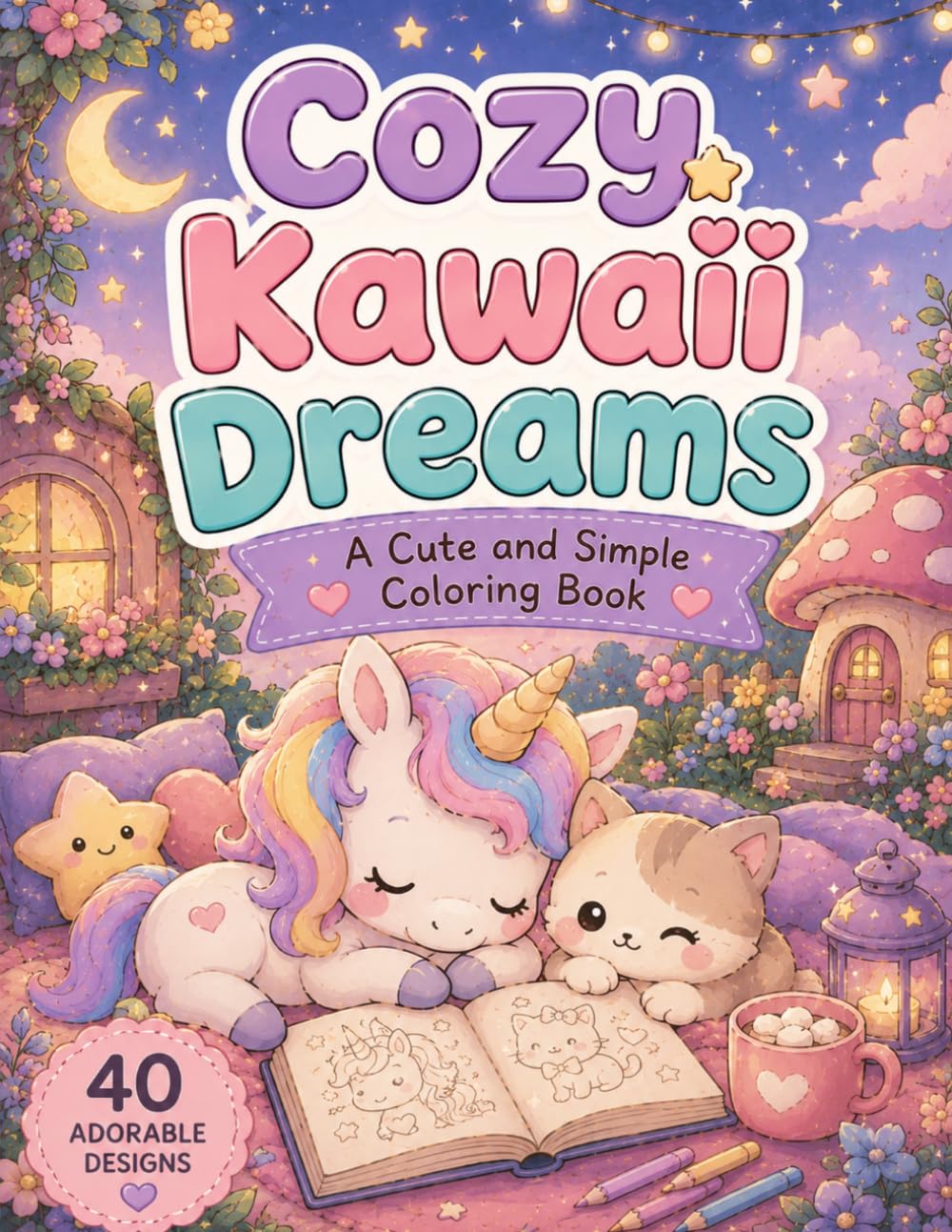 Cozy Kawaii Dreams: A Cute and Simple Coloring Book