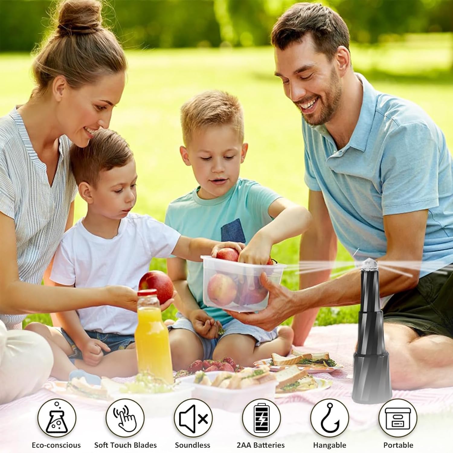 Fly Fans for Tables 4 Packs, Fly Fan Keep Flies Away Outdoor Indoor, Food Fan with Holographic Blades Battery Powered for Picnic, Restaurant, Table Top, Party, Home, Kitchen