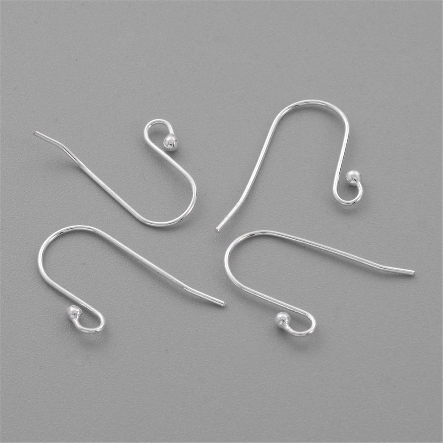 Craftdady 30 Pairs Sterling Silver Fish Earring Hooks French Ear Wires with Ball End 12x12mm for Earring Jewelry Making