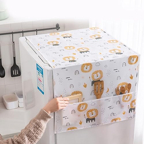 Fundas para lavadora y secadora para la parte superior, cubierta superior de lavadora, linda funda a prueba de polvo para refrigerador de león, con