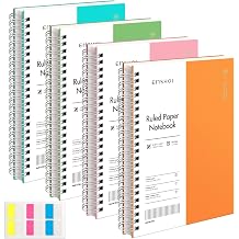 EMSHOI A5 College Ruled Spiral Notebook 4 Pack, 160 Pages/80 Sheets, 100GSM Ink-Proof Waterproof PVC HardCover Lay-Flat Lined Journal for Work Office School Writing, Small 5.7" x 8.22"