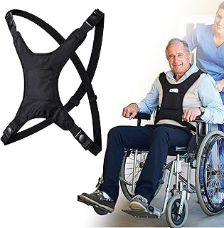 Universal Wheelchair Seatbelt, Wheelchair Harness for Adults, Torso Support Vest Restraint, Safety Belt with Adjustable Straps and Pocket for Elderly, Disabled, Patients to Prevent Sliding & Falling