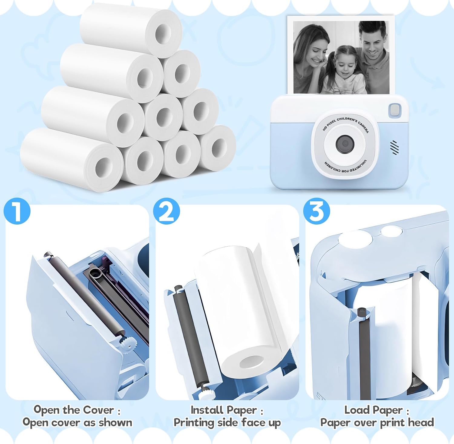 10 Rolls of Thermal Paper 57 x 25 mm for Children's Cameras image 5