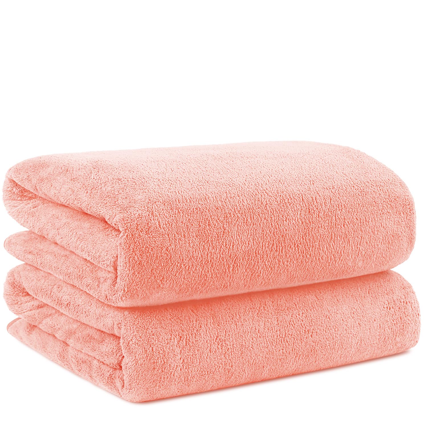 Orighty Microfiber Bath Towels Pack of 2(27'' x 54'') - Soft Feel, Highly Absorbent, Quick Drying for Body, Sport, Yoga, SPA, Fitness - Pink