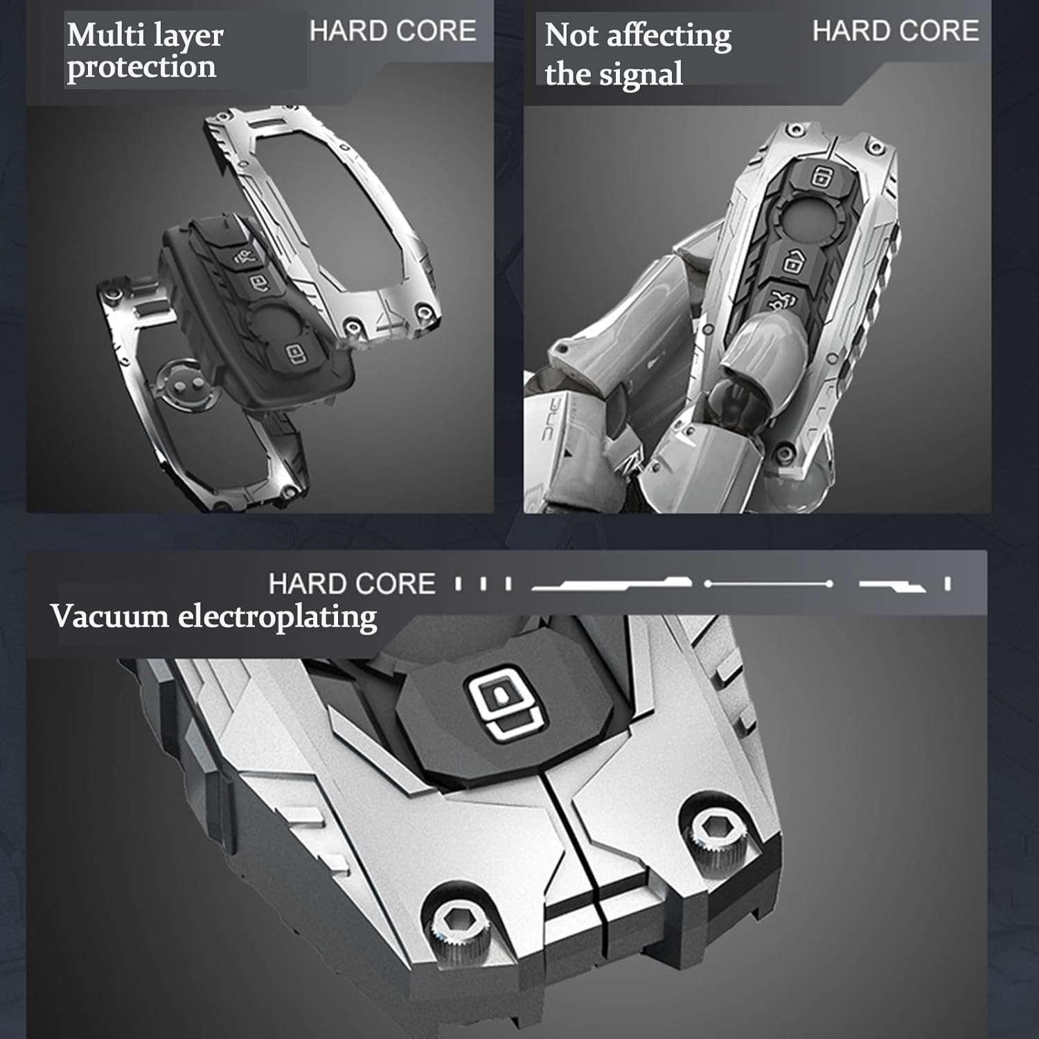 Key Fob Cover for Mercedes Benz with Keychain, Heavy Metal Key Case Protector Compatible with Mercedes Benz C E S M CLS CLK G Class Keyless Smart Key Fob(A Model-Black) - Image 4