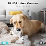 Little elf Camera Surveillance Interieur, Litokam 2K Pet Camera with 360° Motion Tracking, IR Night Vision, Indoor Baby Monitor, Home Security Camara Work with Alexa, 4.72 Inch * 2, Black
