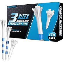 Professional 170 Pack Plastic Golf Tees Assorted Pack - Lower Ball Contact with Longer Distance Performance Golf Tees Plastic
