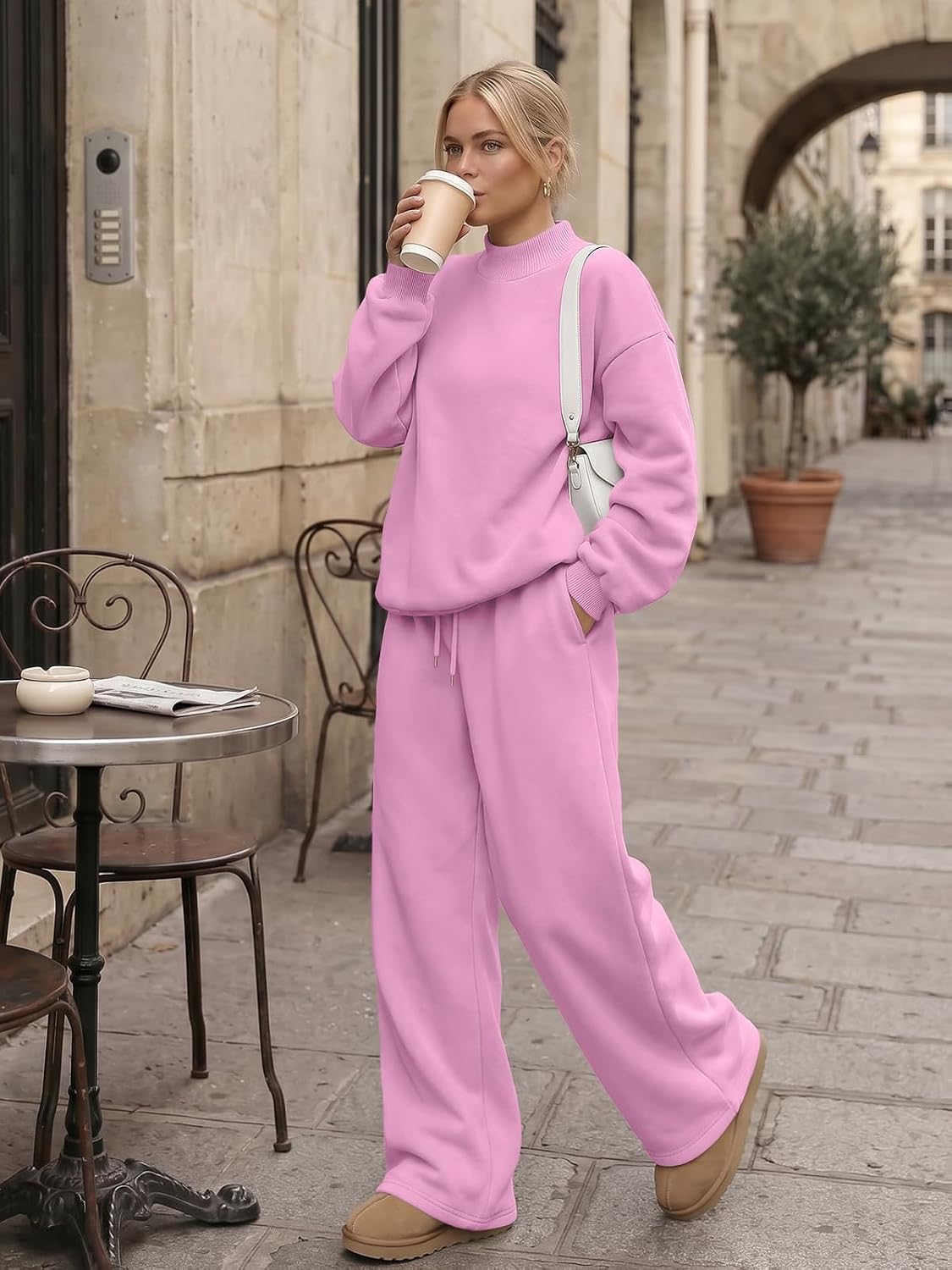  Women's Mock Neck 2 Piece Sweat Sets Sweatsuits Fall Outfits thumbnail