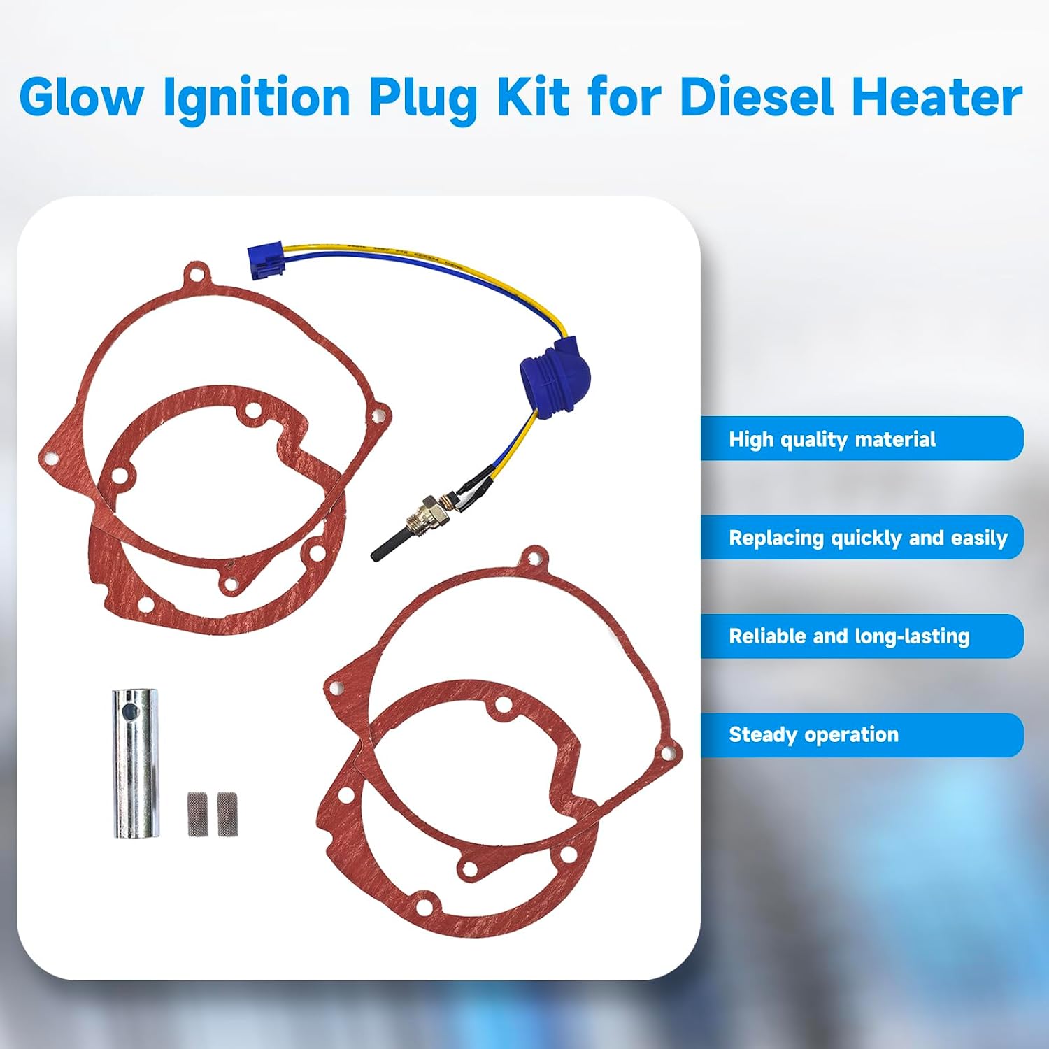 Glow Plug Repair Kit, with Ceramic Glow Plug Replacement Kit for 12V/24V/110V Diesel Heater 2KW/5KW/8KW, 10PCS Repair Kits of Diesel Heater Accessories for Car Truck Boat