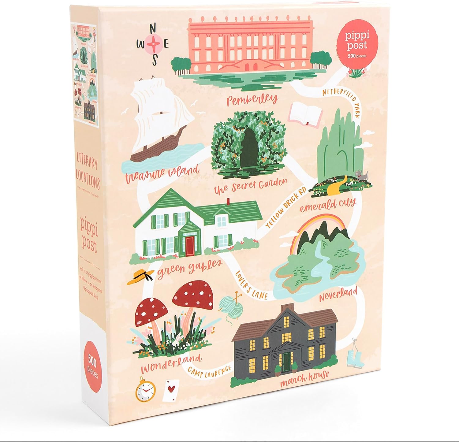 Pippi Post 500 Piece Map Puzzle, Jigsaw Puzzle for Adults (Little Women) image 2