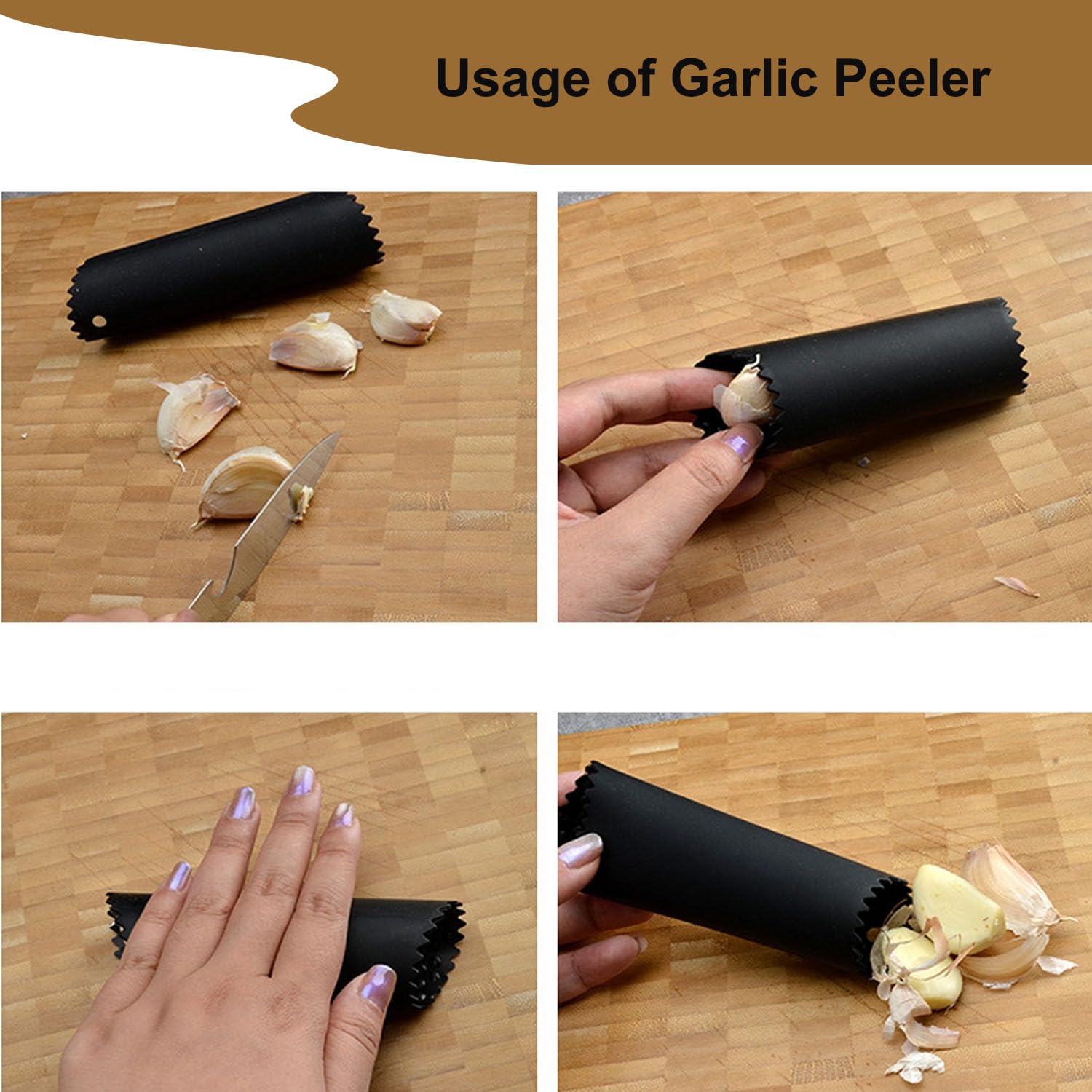 Juego de pelador de ajo, 10 piezas de rodillo de ajo de silicona, tubo pelador de ajo, herramienta fácil de pelar ajo, removedor de piel, rodillo de soporte conveniente para uso en la cocina 3