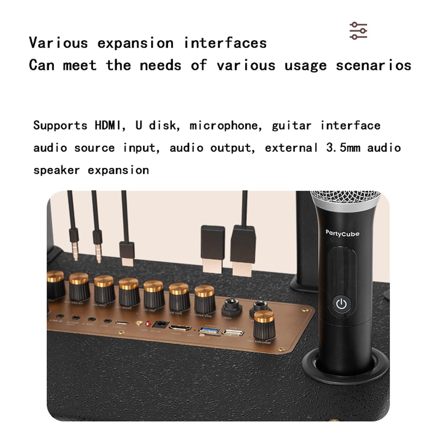 Macchina per Karaoke Portatile, Altoparlante PA Portatile Bluetooth da 32" con 2 microfoni Wireless, Schermo Touch Intelligente antiriflesso, Altoparlante LED a Colori