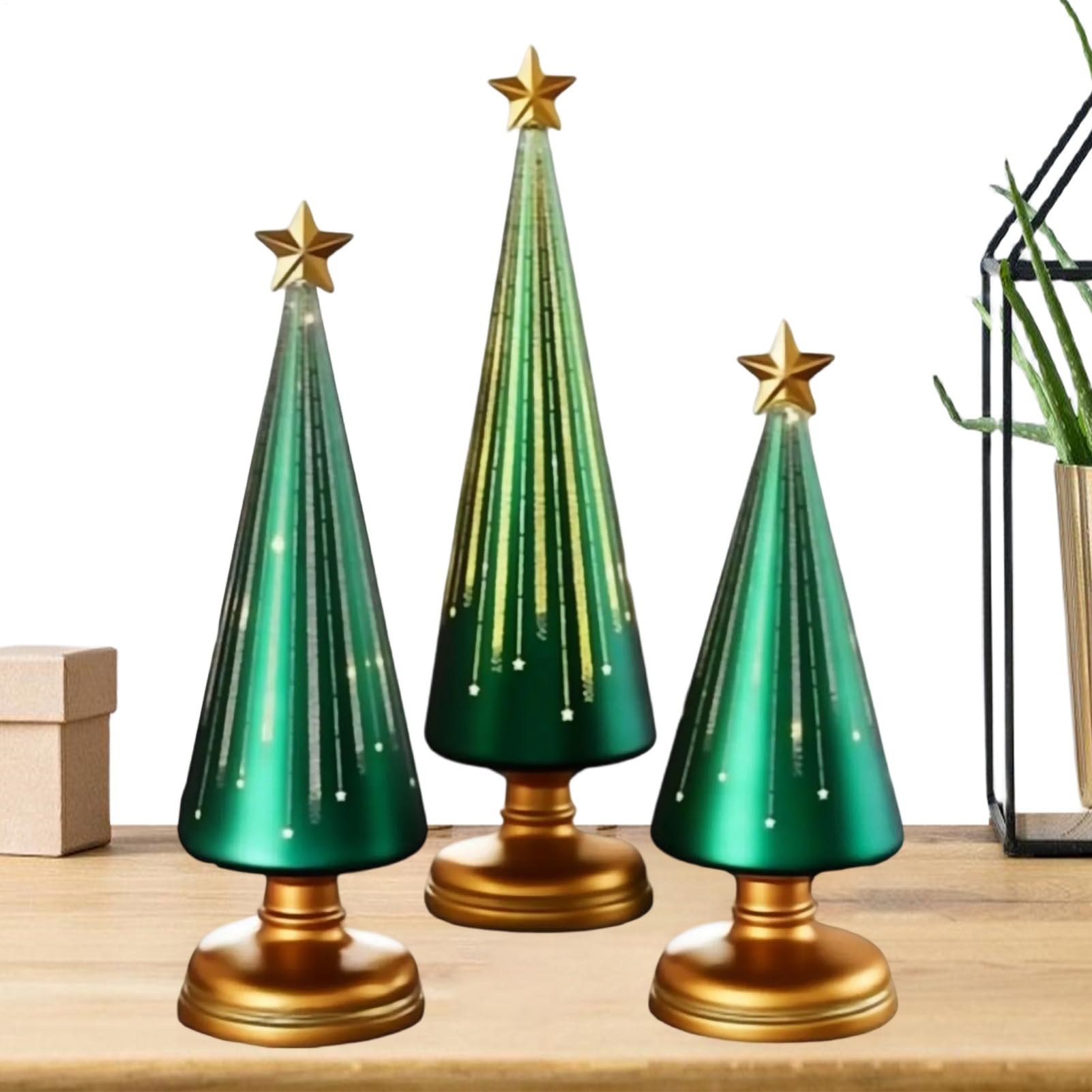 Décorations de sapin de Noël pour table en résine | Lot de 3 pièces