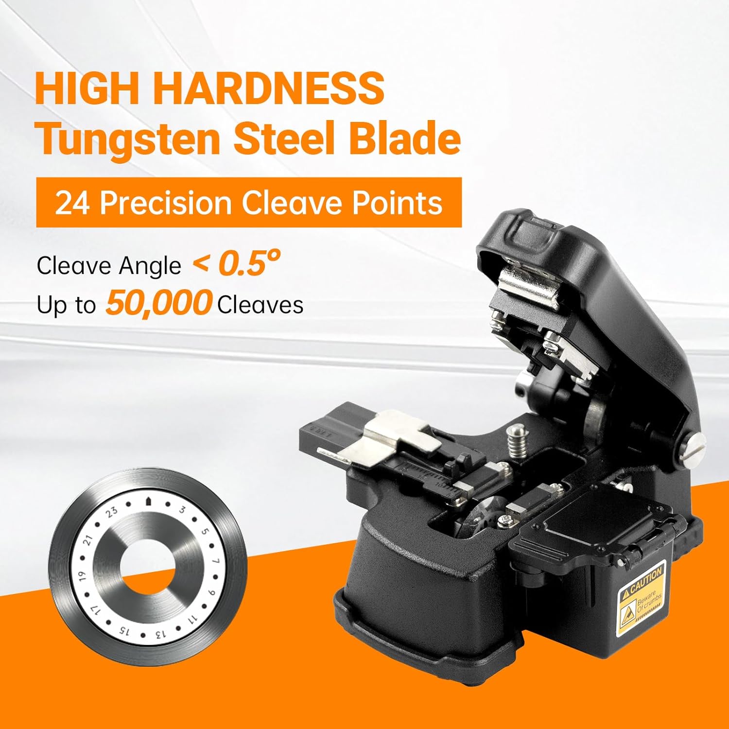 SENDUN 3C Professional Optical Fiber Cleaver with 24-Port Blade 50000 Cleaves, Automatic High Precision One-Step FTTH Fiber Optic Tools with 5 in 1 Fiber Holder & Scrap Collector Fiber Splicer Partner