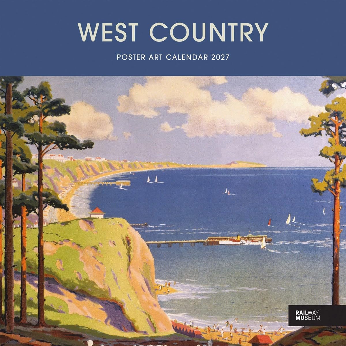 Carousel Worldwide West Country Poster Art 2027 Wall Calendar, 12-Month Calendar, Retro Regional Artwork
