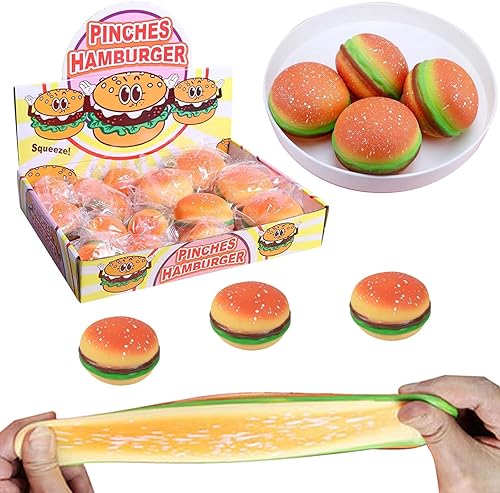 Miniatura 9 de Hamburger Stress Toys - Juguetes para apretar hamburguesas, juguetes elásticos para hamburguesas, juguetes novedosos y divertidos para aliviar el
