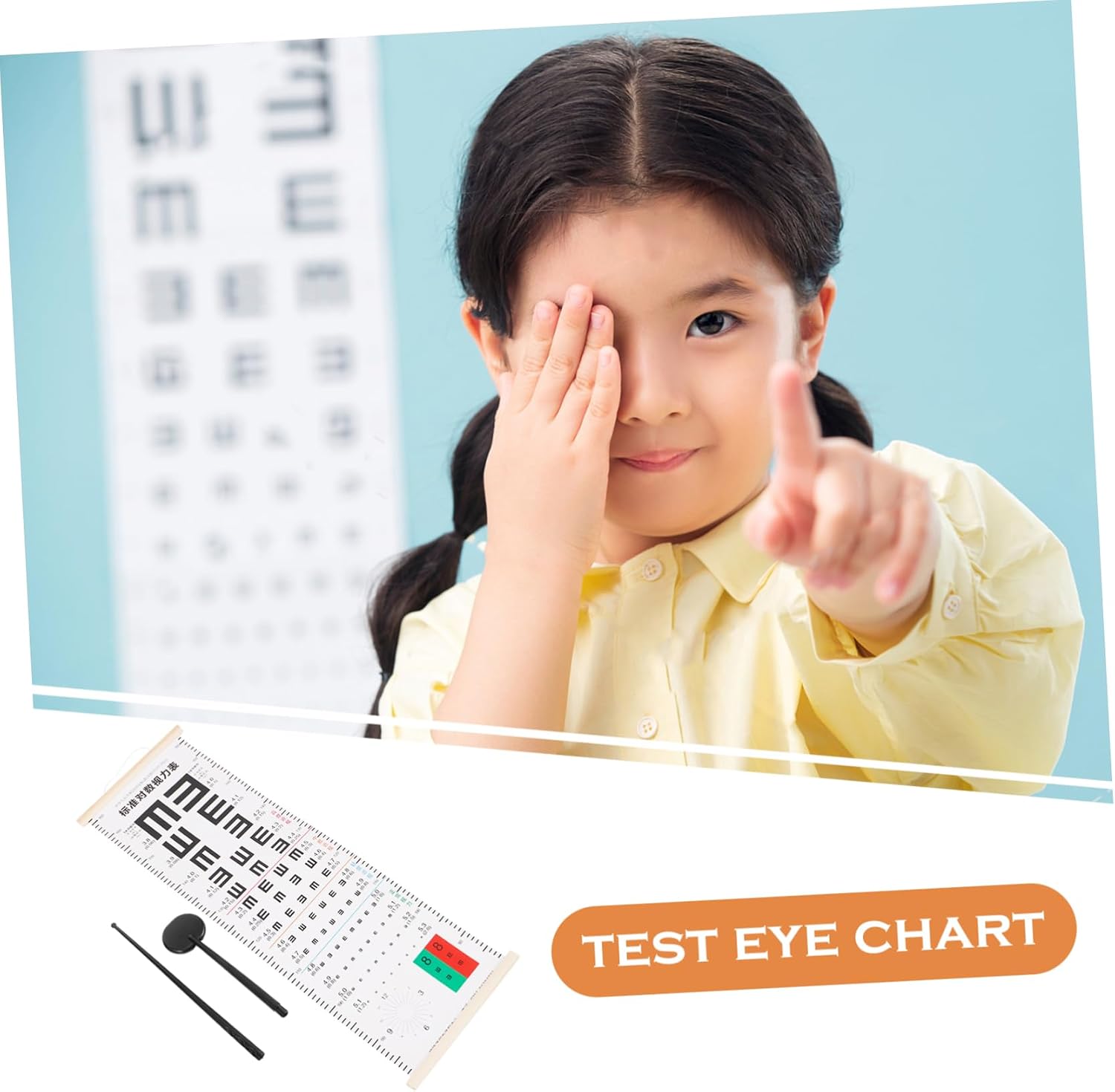 1set Handheld Eye Occluder Eye Exam Chart Dual-Sided Vision Test Tool for Optometrists Lightweight and Portable Suitable for Home School and Hospital Use