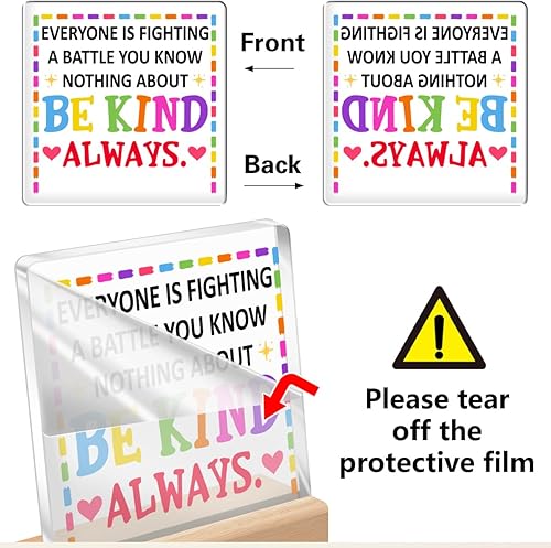 Miniatura 3 de Decoración inspiradora de escritorio, con texto en inglés "Everyone You Meet is Fighting a Battle You Know Nothing About de acrílico con soporte de