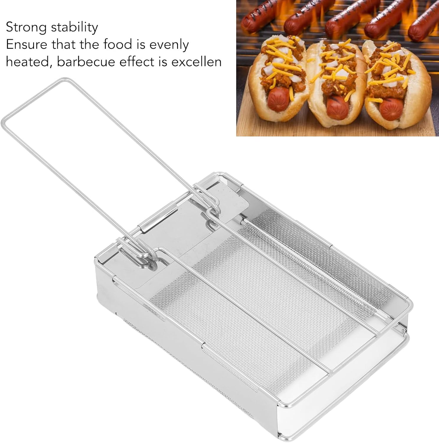 Cyrank Portable Folding Camp Stove Toaster Stainless Steel Camping Toaster Rack Holder 1 Slice Barbeque Bread Clip Toast Rack Bread Toaster Folding Grill for Stove Outdoor Picnics Camping