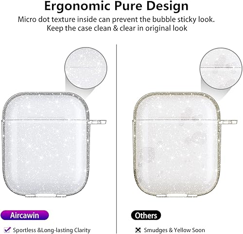 Miniatura 5 de Funda para Airpods con purpurina transparente, funda transparente brillante para funda de Airpod, protección completa a prueba de golpes, TPU suave,