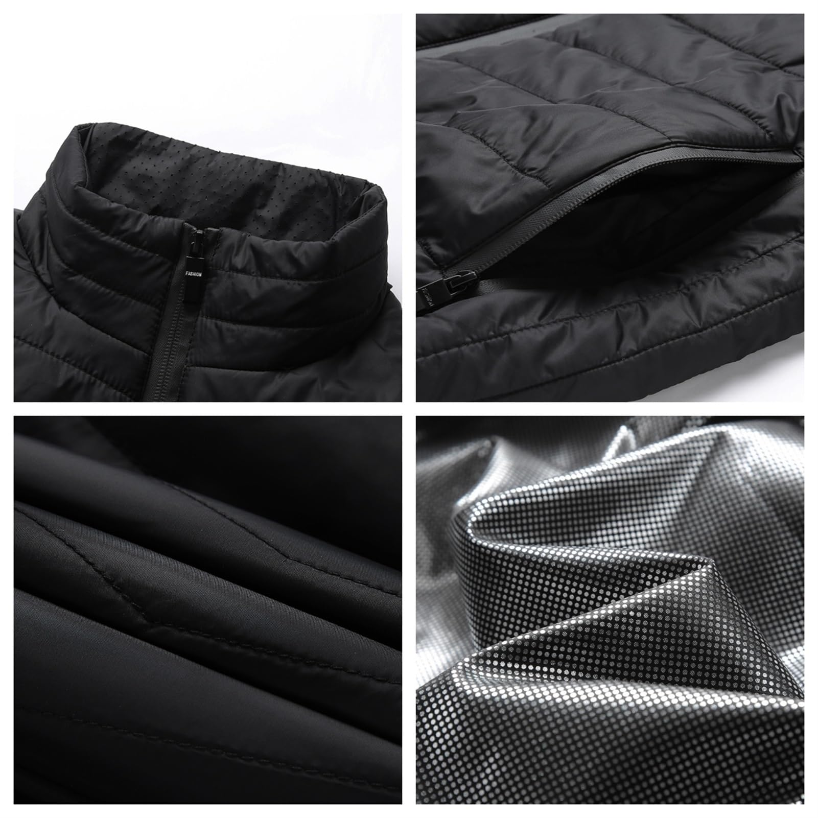 BURNGOGO Gilet Riscaldato Uomo/Donna – Nero Taglia S (Power Bank Non Incluso) 6 Zone Calore