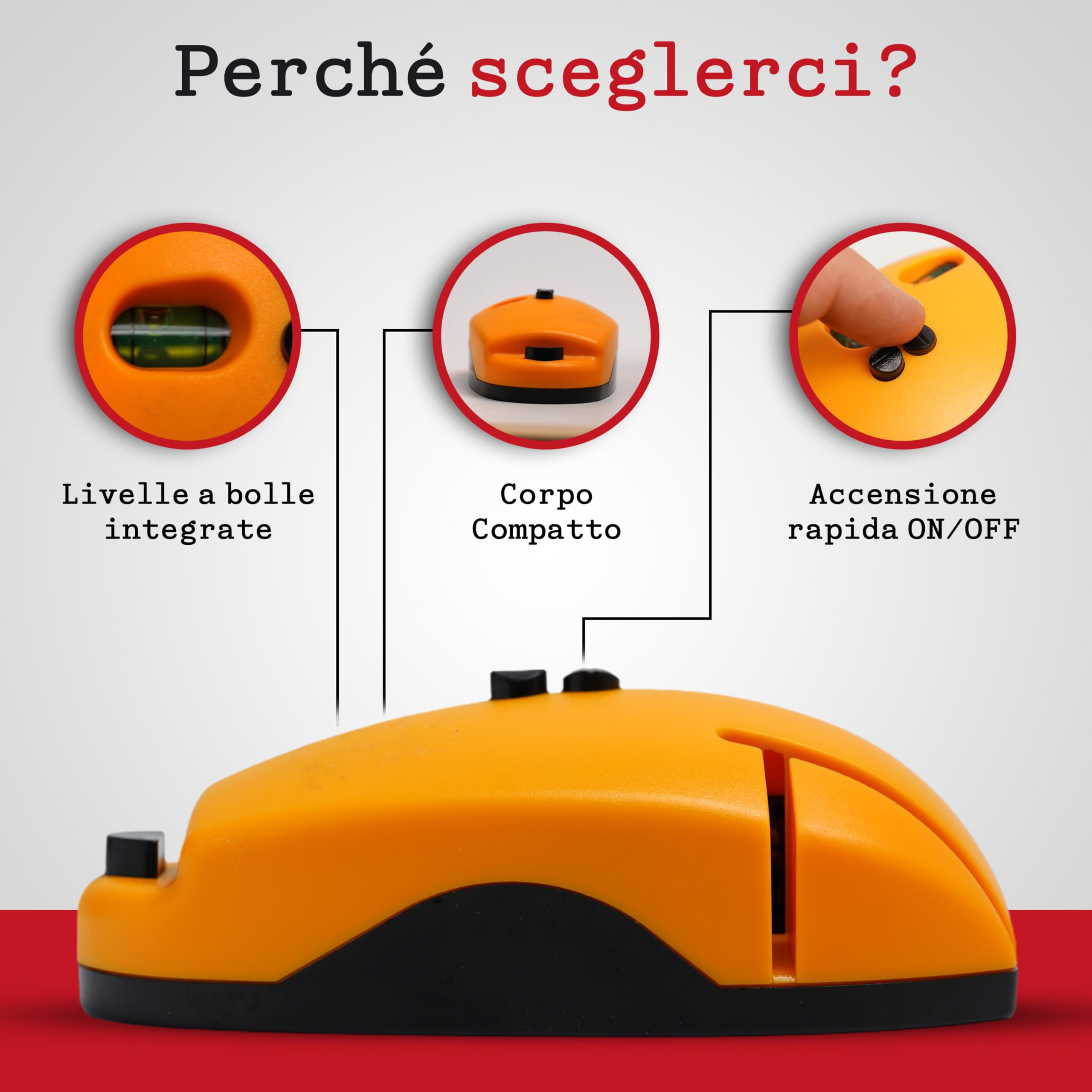 Metro Livella Laser Professionale con Doppia Bolla, Livella Multifunzione per Quadri, Mensole e Decorazioni, Livella a Bolla con Laser di Precisione per Casa, Ufficio e Fai da Te