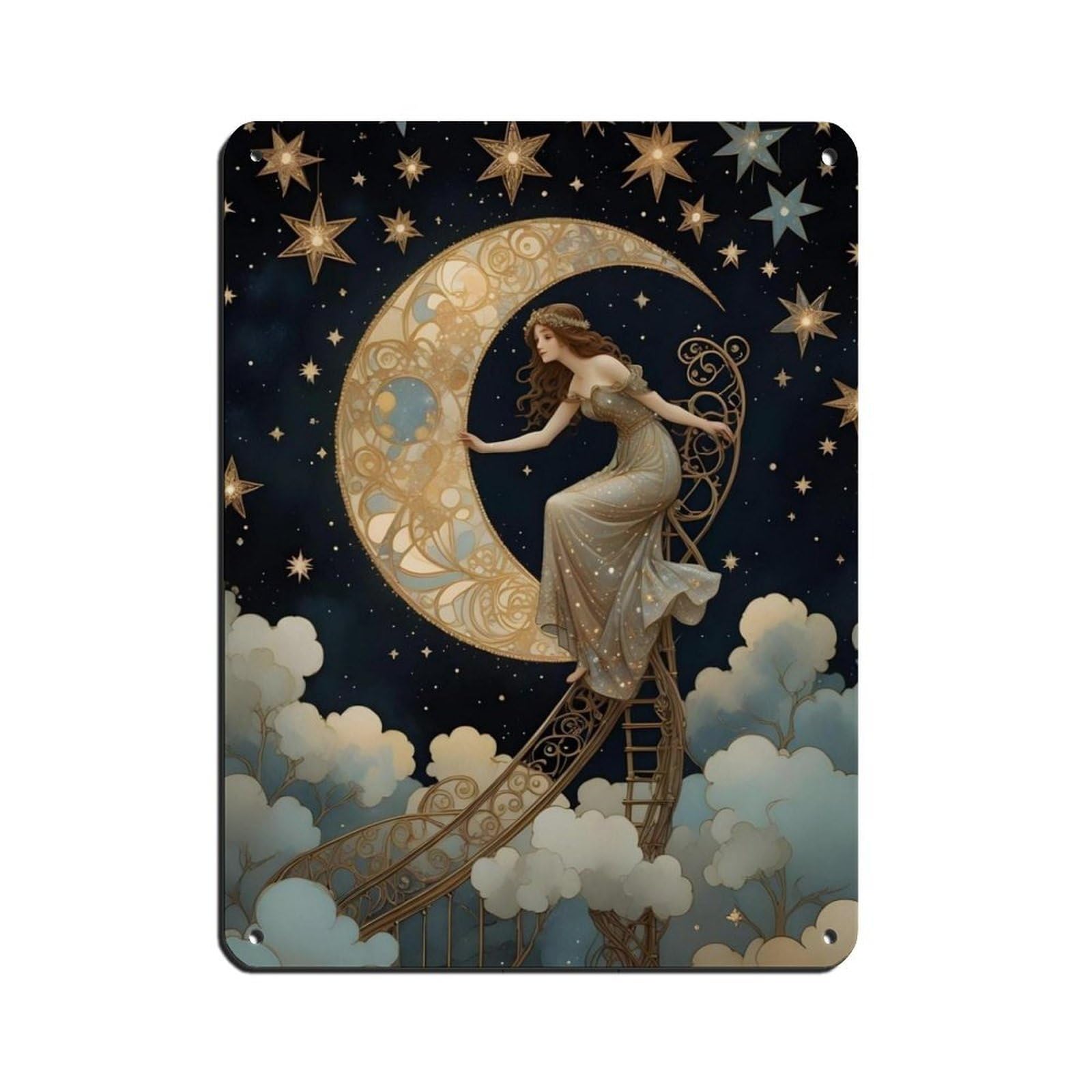 Whimsical Nursery Ideas, Art Nouveau Girl Tin Sign Vintage Metal Pub Club Cafe Bar Home Wall Art Decoration Poster Retro 12x16inch(30x40cm)