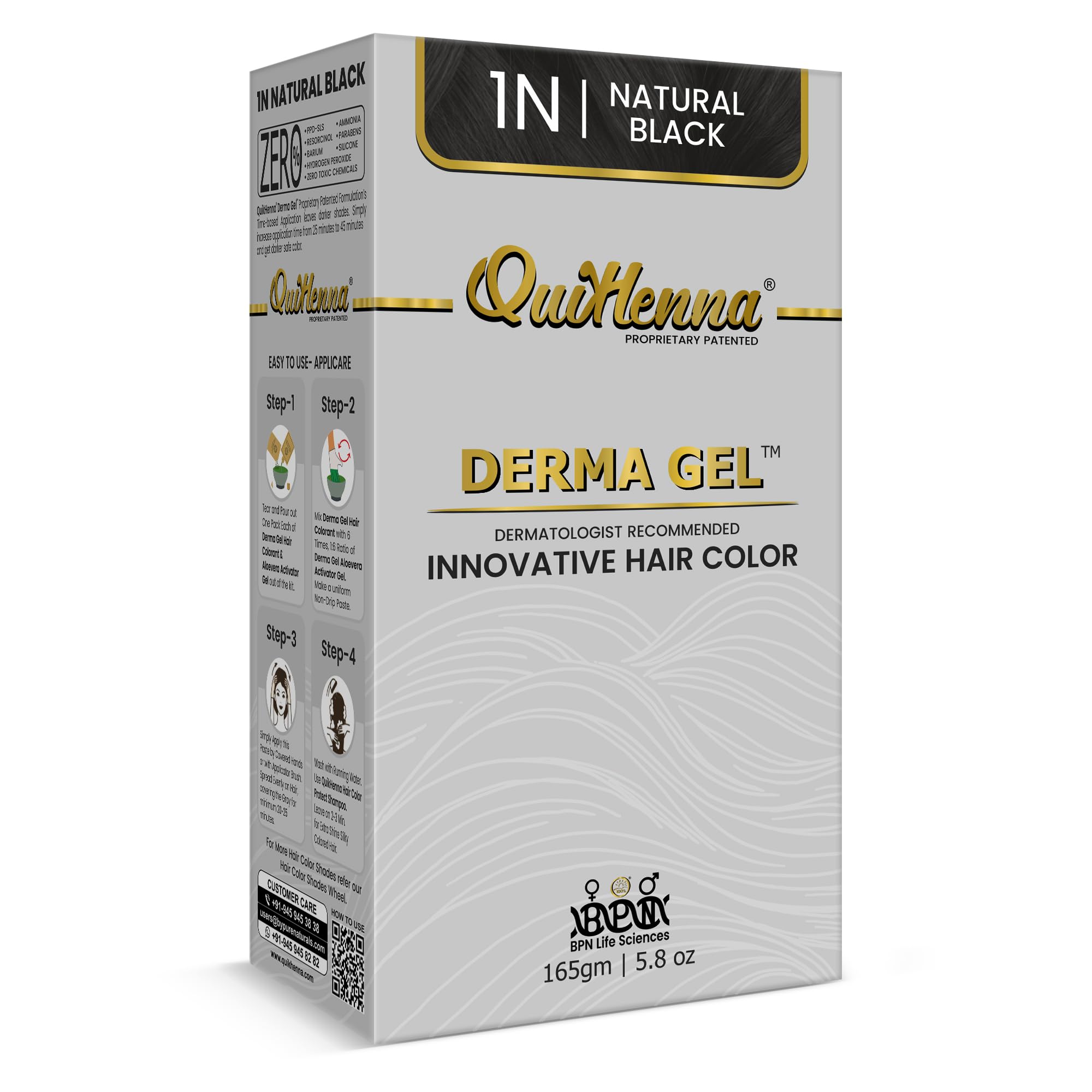 QuikHenna Organic Hair Colour Derma Gel 1N Natural Black 165gm | Dermatologist Recommended PPD & Ammonia Free Permanent Hair Color | Natural Hair Colour for Women & Men-picture-13