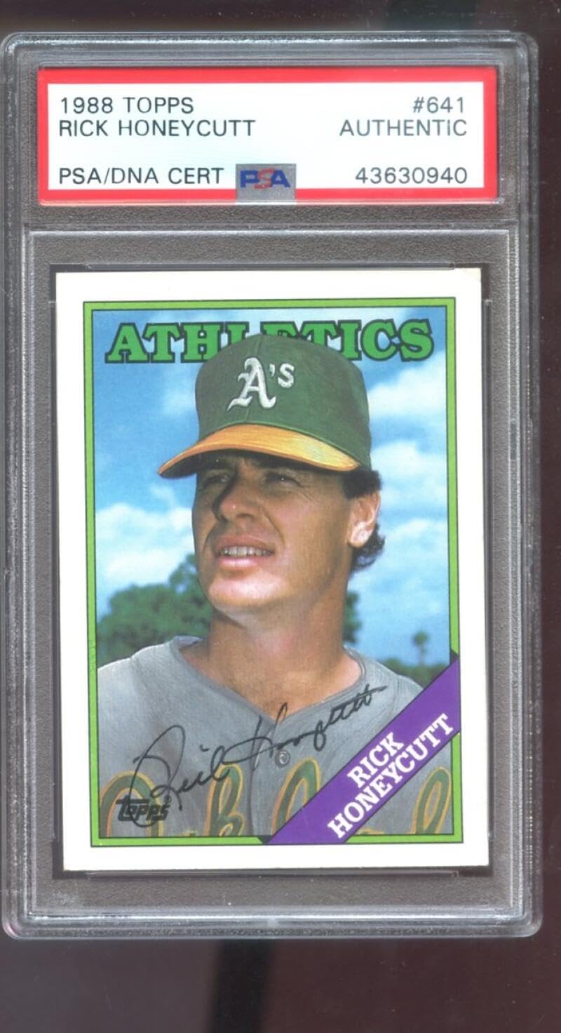 1988 Topps #641 Rick Honeycutt AUTO SIGNED Autograph Autographed Card PSA PSA/DNA Baseball MLB COA Oakland A's Athletics
