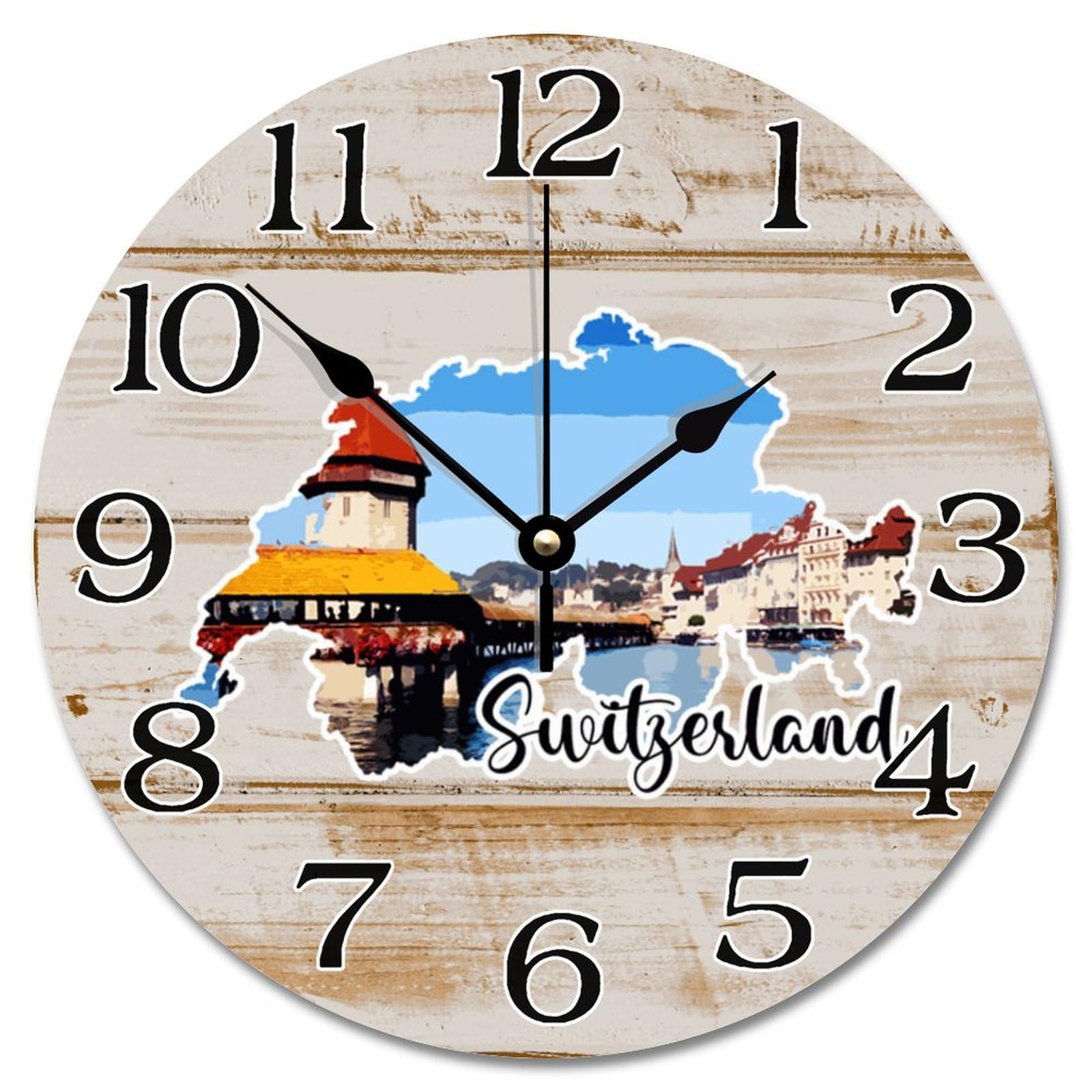 Cadeau pour ami : horloge murale voyage et souvenir de Suisse