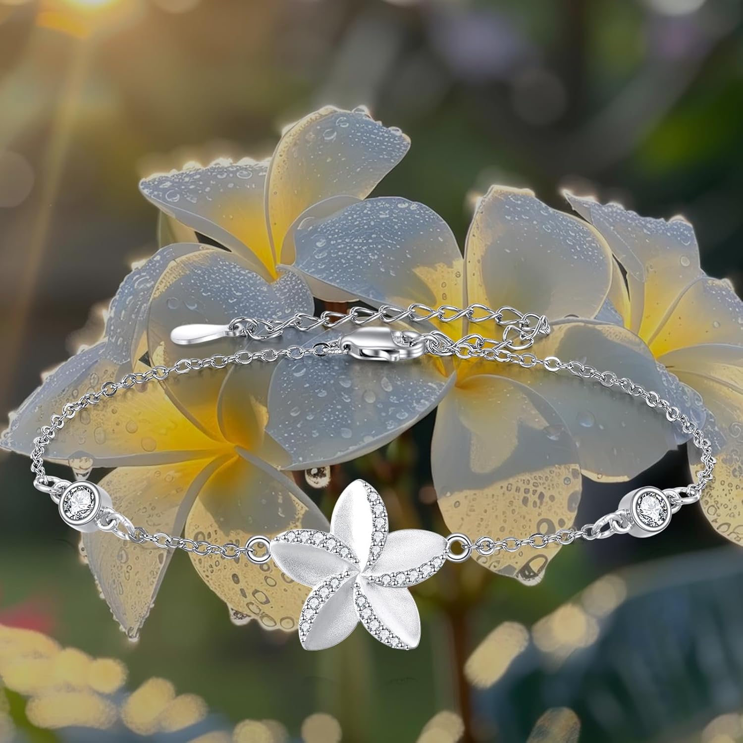 Plumeria Bracelet Sterling Silver Plumeria Bracelet Jewelry Gifts for Women - Image 5