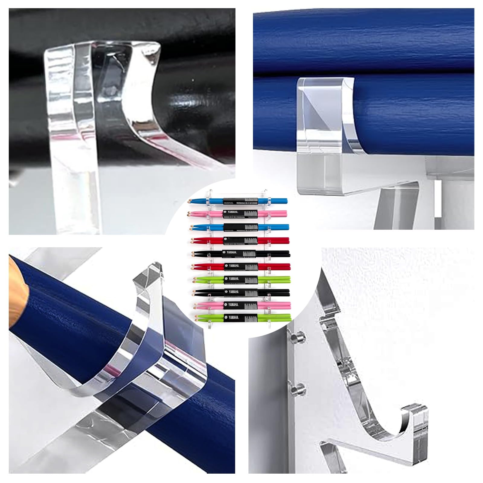 Soporte para baquetas Estante de exhibición de baquetas, soporte de pared para baquetas, accesorios de colección de baquetas para batería, mazos y baquetas de percusión, regalo ideal para bateristas