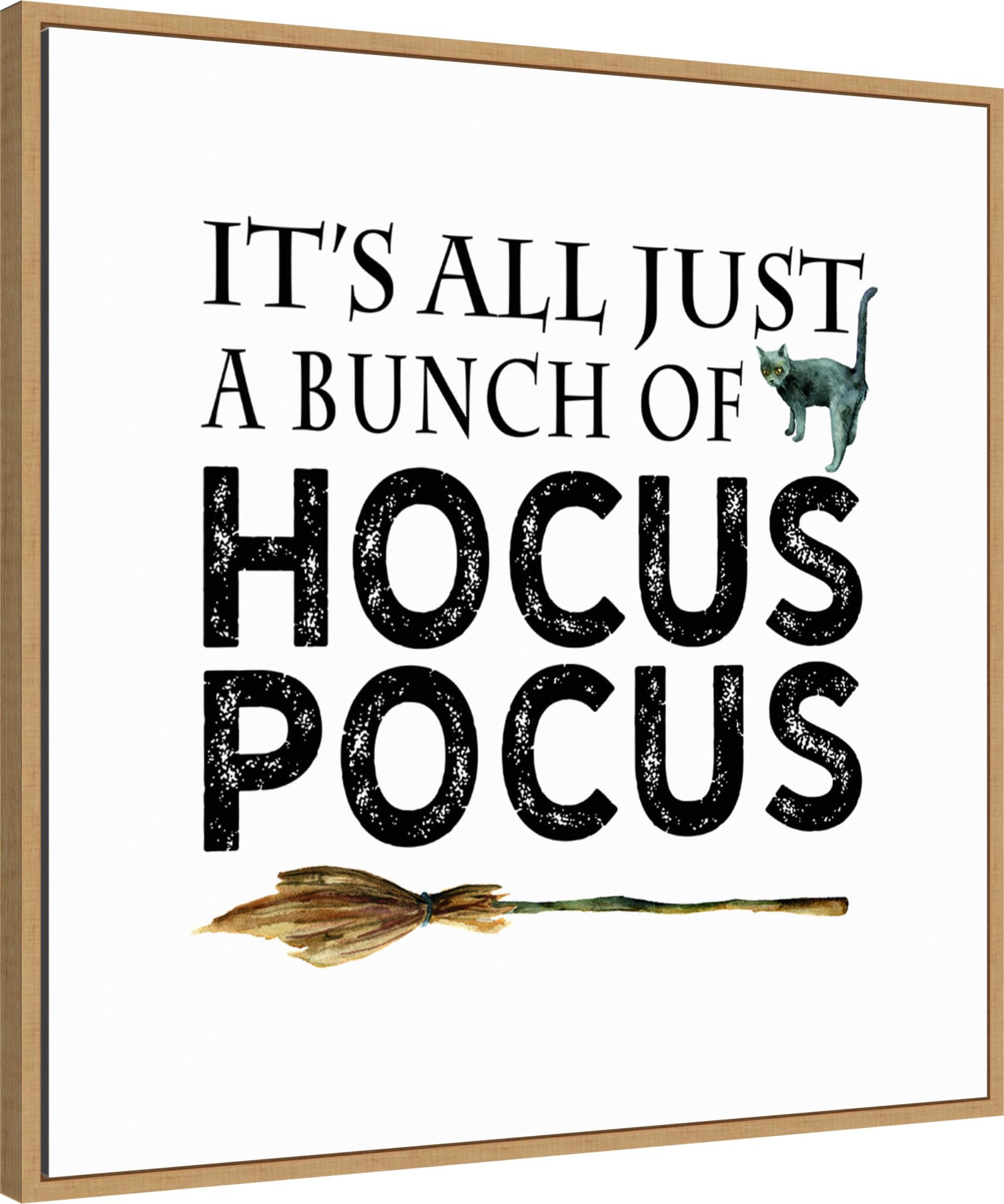 Amanti Art Framed Canvas Wall Art 30x30 Just a Bunch of Hocus Pocus Broom Portfolio, Framed Wall Art Canvas, Holidays Artwork, Modern Decor, Large Poster Painting for Living Room,