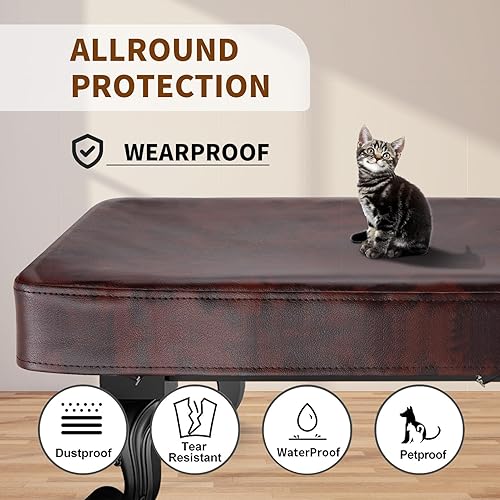 Miniatura 3 de Kohree 789 pies piel sintética resistente, cubierta para mesa de billar, impermeable y protección UV, ajuste de 789 pies, Marrón