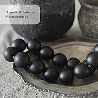 Vista 4 de Guirnalda de cuentas de madera extra grande con cuentas de madera de 1.6 pulgadas de diámetro, guirnalda de cuentas de madera con borlas, cuentas