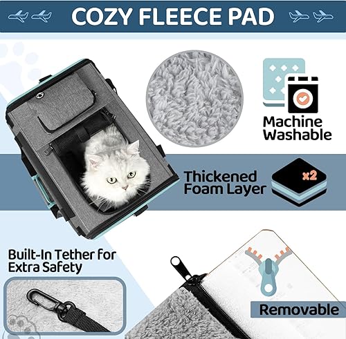 Miniatura 6 de Transportador para gatos estadounidense, unido, aprobado por aerolíneas Delta, bolsa de viaje para mascotas de lados suaves para gatos medianos de