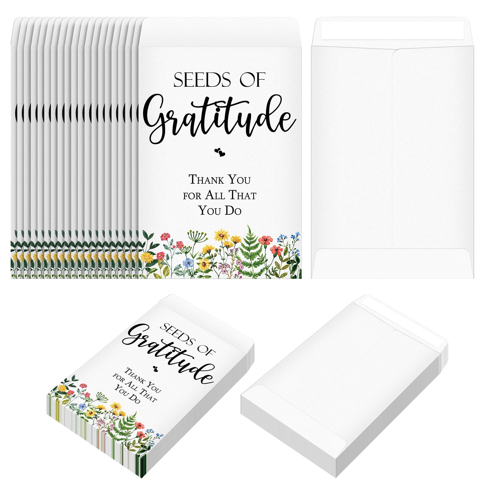 Colarr Wildflower Seed Packets Self Adhesive Thank You Seed Packets Party Favors Small Coin Storage Kraft Envelopes for Cowoker Office Fall