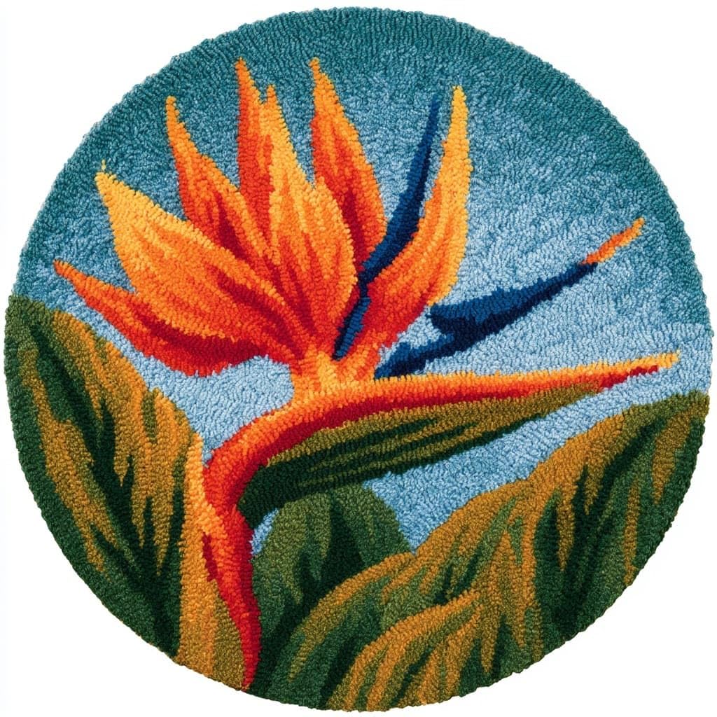 AMBATTERY Round Shape Latch Hook Kits Rug,Flowers
