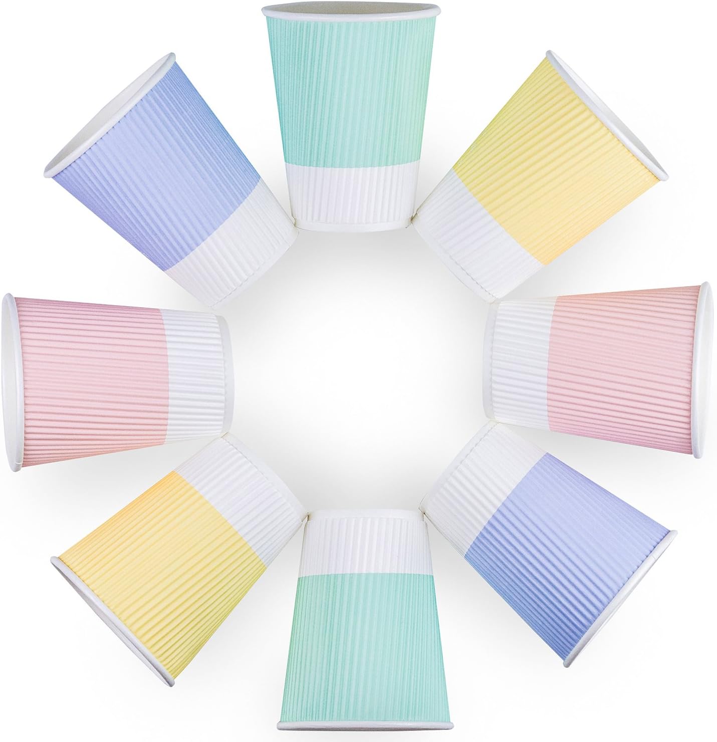 Glowcoast Disposable Coffee Cups With Lids - 12 oz To Go Coffee Cup With Lid (80 Set). Durable Togo Travel Paper Hot Cups Insulated For Hot and Cold Beverage Drinks, No Sleeves Needed (Assorted)