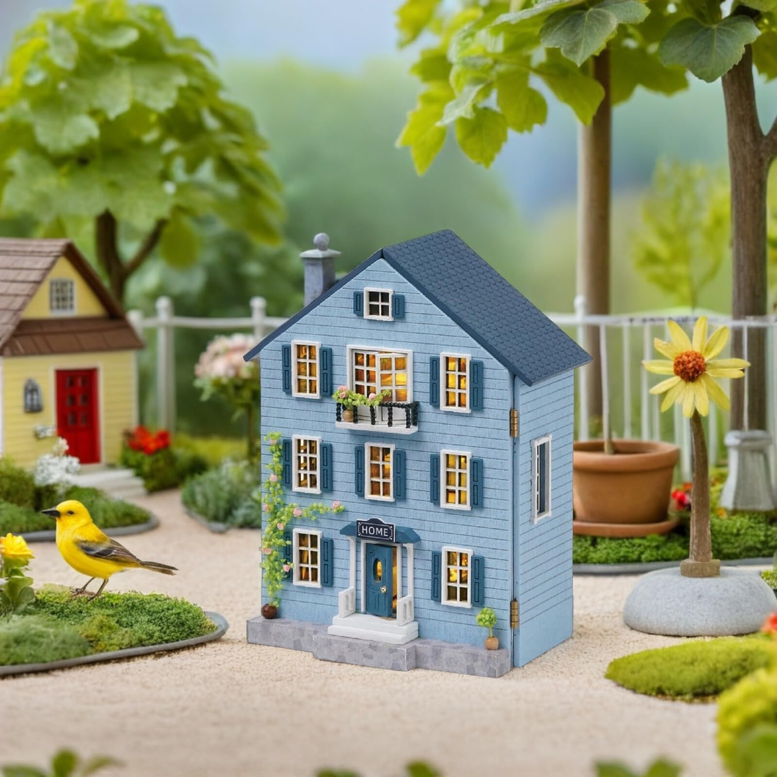 Kit per Casa delle Bambole in Miniatura in Legno con Mobili Set Fai da Te Robusto e Portatile per Decorazioni Natalizie e Lavoretti Creativi Regalo per e Appassionati