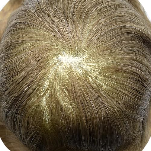 Miniatura 5 de Toupee para hombres, sistema de reemplazo de cabello humano real, encaje suizo suave, tupé, sistema de cabello para hombres, extensiones de cabello